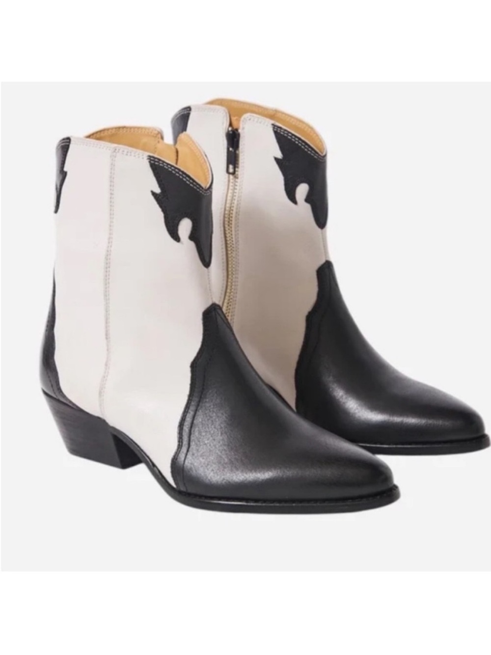 Free People 5.5 (36) Leather Boots New Frontier Western Boot in Arctic Fox Combo